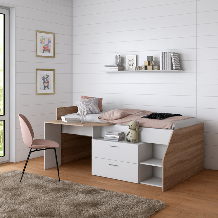 Isabelle & Max™ Eliada Twin Platforms Loft Bed with BuiltinDesk by